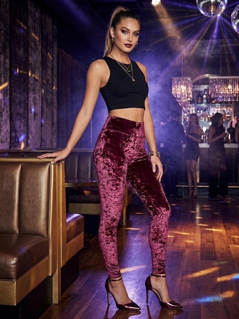 Sz 10 TNL Rich Plum Cozy Y2K Valour High Rise Leggings